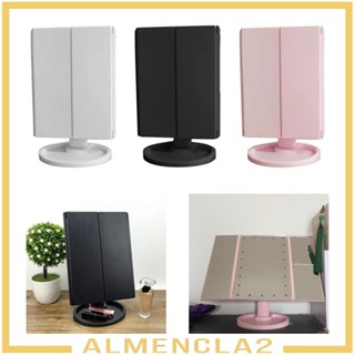[Almencla2] กระจกแต่งหน้าตั้งโต๊ะ มีไฟ Led 22 ดวง หมุนได้ พกพาง่าย ชาร์จ USB สําหรับผู้หญิง ของขวัญ