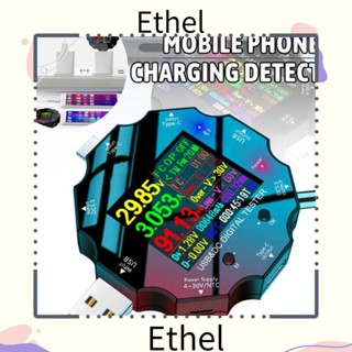 Ethel1 เครื่องทดสอบแรงดันไฟฟ้า USB 3.0 บลูทูธ DC หน้าจอสี 18 in1 โวลต์มิเตอร์ดิจิทัล แอมมิเตอร์ มอนิเตอร์โทรศัพท์