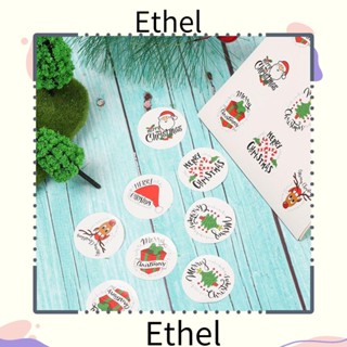 Ethel1 สติกเกอร์กระดาษ ลายซานตาคลอส คริสต์มาส สําหรับตกแต่งกล่องของขวัญ บิสกิต 120 ชิ้น