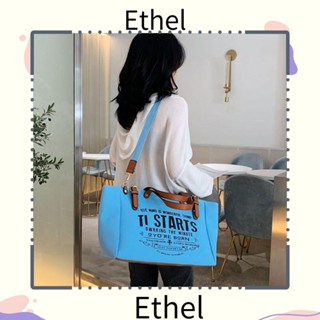 Ethel1 กระเป๋าสะพายไหล่ ผ้าแคนวาส ขนาดใหญ่ จุของได้เยอะ มีตะขอเกี่ยว ปรับได้