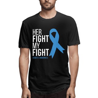 เสื้อยืดคอกลม ผ้าฝ้าย พิมพ์ลาย Boutique Her Fight Is My Fight Diabetes Awareness T1D สําหรับเป็นของขวัญวันเกิด