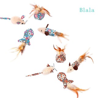 Blala ของเล่นไม้กายสิทธิ์ พร้อมขนนก สําหรับแมว 4 ชิ้น