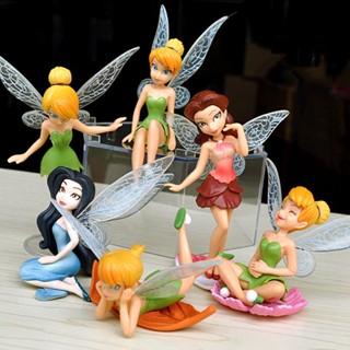 6 ชิ้น / เซต อะนิเมะ Tinkerbell นางฟ้า ฟิกเกอร์ ของเล่น ทิงเกอร์เบลล์ พีวีซี ฟิกเกอร์ ตุ๊กตา ทิงเกอร์เบลล์ เค้ก Topper มินิ โมเดล ของเล่น ตุ๊กตา ของขวัญ