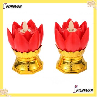 Forever โคมไฟ LED รูปดอกบัว ใช้แบตเตอรี่ สีแดง สําหรับตกแต่งบ้าน 2 ชิ้น