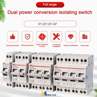 63a ประเภทรางการติดตั้ง Dual Power Supply Transfer Isolating Switch Sf219g Transfer Switch 1p2p3p4p MOLISA MOLISA