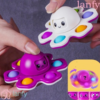 Lanfy ของเล่นสปินเนอร์ซิลิโคน รูปปลาหมึก แบบโต้ตอบ หลากสี สร้างสรรค์