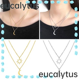 Eucalytus1 สร้อยคอ สเตนเลส หลายชั้น จี้ดวงจันทร์ ดวงอาทิตย์ โทเท็ม เครื่องประดับ ของขวัญ