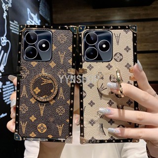 Yyn เคสโทรศัพท์หนัง กันกระแทก ประดับเพชร พร้อมที่ตั้งวาง แฟชั่น สําหรับ OPPO Realme C53 C55 C33 C35 C21Y C25 C15