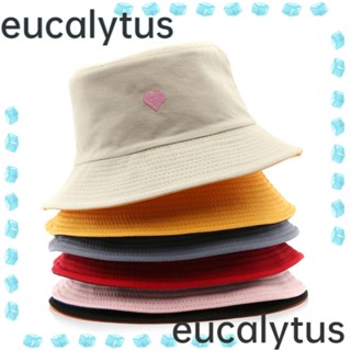 Eucalytus1 หมวกบักเก็ต ผ้าฝ้าย สองด้าน สไตล์ชาวประมง สําหรับคู่รัก