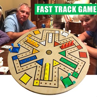 Fast Track Board Game Wooden Hand Painted Games Set for Adults Kids Family