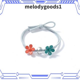 Melodygoods1 ยางมัดผม ยืดหยุ่นสูง ลายดอกไม้ เครื่องประดับผม ของขวัญ