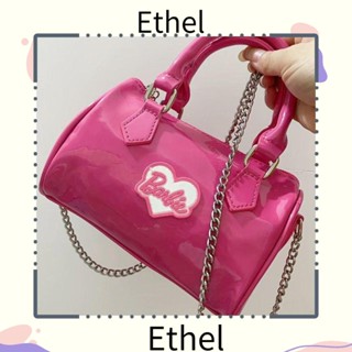 Ethel1 กระเป๋าถือ กระเป๋าเป้สะพายหลัง กระเป๋าสะพายไหล่ สะพายข้าง หนัง PU ขนาดเล็ก แบบพกพา สีชมพูมันวาว สําหรับตุ๊กตาบาร์บี้