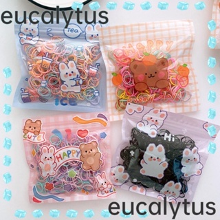 Eucalytus1 ยางรัดผมหางม้า แบบยืดหยุ่น ขนาดเล็ก ใช้แล้วทิ้ง หลากสี สําหรับเด็กผู้หญิง 200 ชิ้น