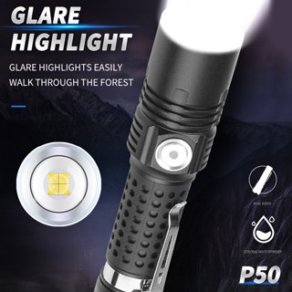 XHP50 Flashlight Zoomable USB 3Modes Super Bright Anti-slip Camping Torch