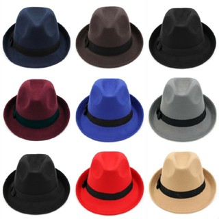 Fashion Men Women Felt Fedora Cap Trilby Hat Unisex Bowknot Jazz Caps