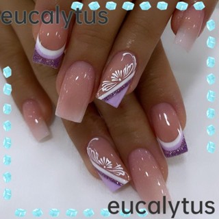 Eucalytus1 เล็บปลอม แบบเต็มหัว ทรงสี่เหลี่ยม สวมได้ สําหรับตกแต่งเล็บ