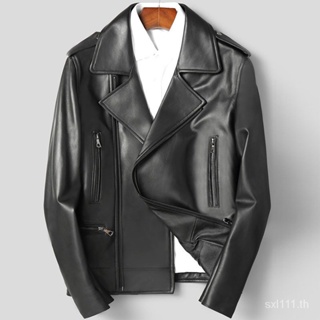 [New autumn] Haining genuine leather leather jacket mens sheep leather jacket 2023 new Korean slim youth motorcycle clothing handsome jacket trendy RT9Z