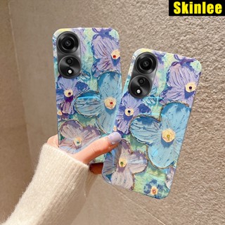 เคสโทรศัพท์มือถือแบบนิ่ม ลายภาพวาดสีน้ํามัน รูปดอกไม้น่ารัก สีฟ้า สําหรับ OPPO A78 NFC 4G A58 5G A78 NFC 4G A58 5G