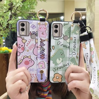 Anti-dust ring Phone Case For Nokia C22 Kickstand Waterproof Anti-knock Soft case Silicone Dirt-resistant Cute Lanyard Cartoon