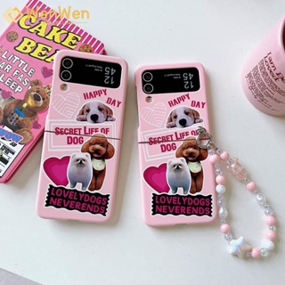 Wenwen เคสโทรศัพท์มือถือแฟชั่น ลายแมวสีชมพู สําหรับ Samsung Z Flip4 Z Flip3