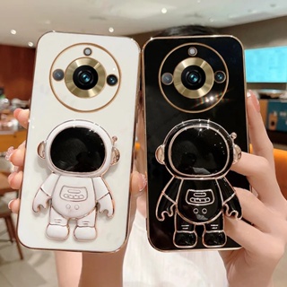 เคสโทรศัพท์มือถือ กันกระแทก ลายนักบินอวกาศน่ารัก พร้อมขาตั้ง สําหรับ Realme 11 Pro+ 11 10 9 Pro Plus 5G