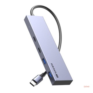 Inter ฮับแยก USB C 10Gbps TypeC พร้อม 2 USB3 1 2 TypeC อะลูมิเนียมอัลลอย สําหรับแล็ปท็อป โทรศัพท์