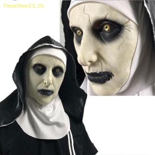 Timehee The Horror Scary Nun หน้ากากยาง พร้อมผ้าพันคอ สําหรับแต่งคอสเพลย์ฮาโลวีน