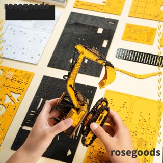 Rosegoods1 รถยกของเล่น รถวิศวกรรม จิ๊กซอว์ไม้ร้อน DIY สําหรับผู้ใหญ่