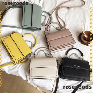 Rosegoods1 กระเป๋าสะพายไหล่ สะพายข้าง หนัง PU ความจุขนาดใหญ่ สีพื้น