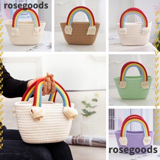 Rosegoods1 ตะกร้าผ้าฝ้าย แฮนด์เมด สําหรับใส่เหรียญ กุญแจ