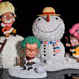 โมเดลฟิกเกอร์ One Piece GK Winter Snowman Luffy Zoro Usop ของเล่นสําหรับเด็ก