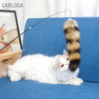 CARLOSA ตุ๊กตาแมวตลก Stick Retractable หัวถอดเปลี่ยนได้ความเบื่อหน่ายบรรเทา Kitten Teaser ไม้กายสิทธิ์สำหรับในร่ม