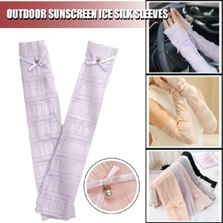 New Summer Outdoor Sunscreen Ice Silk Sleeves Bow-knot Sun Protection Sleeves