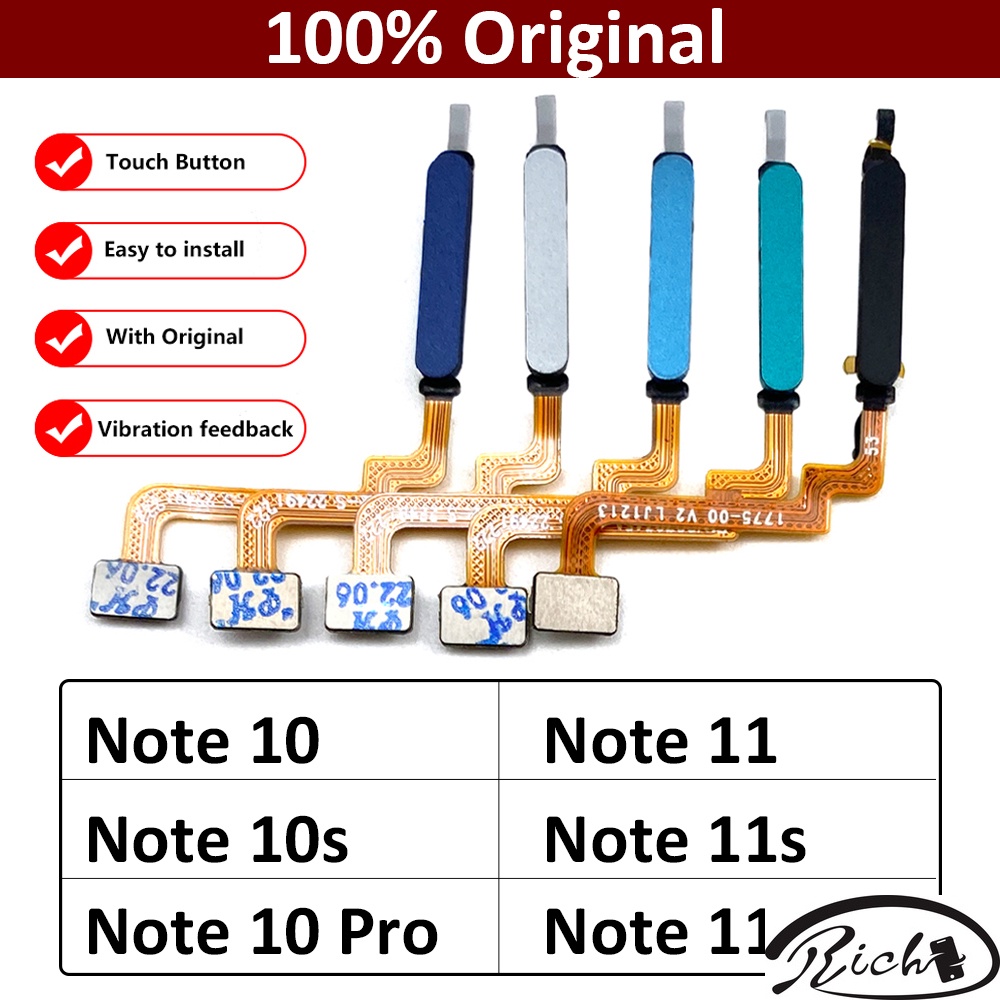 ของแท้ ปุ่มโฮม เซนเซอร์ลายนิ้วมือ แบบยืดหยุ่น สําหรับ Xiaomi Redmi Note 10 10s 11 11s Pro Poco M4 Pro 4G 5G