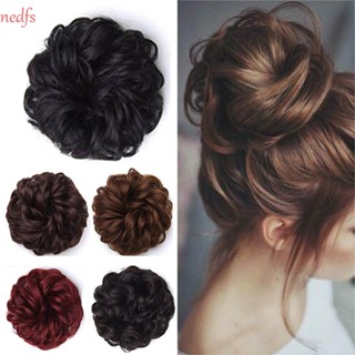 Nedfs ยางมัดผมโดนัท สีน้ําตาลธรรมชาติ ยางรัดผมปลอม ยางรัดผมหยิก Chignon