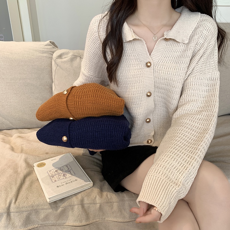 Xiao เสื้อกันหนาว แขนยาว ทรงหลวม สไตล์เรโทร สําหรับผู้หญิง OWUD