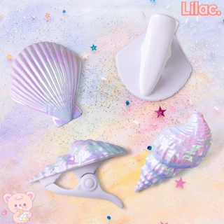 Lilac คลิปหนีบผ้าขนหนูชายหาด ชุบไฟฟ้า ขนาดใหญ่ กันลม ลายเปลือกหอยสังข์ 4 ชิ้น