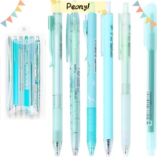 Pdony ปากกาเจล หมึกพลาสติก ลายการ์ตูนแมวดํา 6 ชิ้น และปากกาโมเดลแมวสีฟ้า 6 ชิ้น สําหรับสํานักงาน