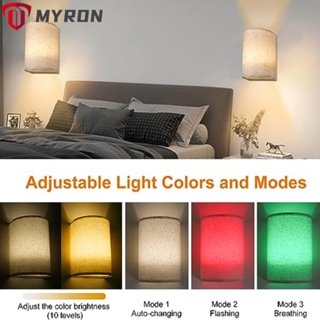 Myron โคมไฟติดผนัง LED สองสี อุณหภูมิอุณหภูมิ ใช้แบตเตอรี่ รีโมตคอนโทรล 2 ชิ้น