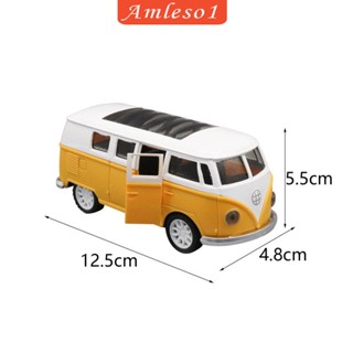 [Amleso1] โมเดลรถบัสโลหะ ขนาดเล็ก 1:32 พร้อมประตูเปิด เพื่อการเรียนรู้ สําหรับตกแต่งบ้าน