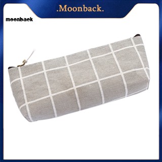 &lt;moonback&gt; กระเป๋าดินสอ ผ้าแคนวาส ลายตาราง สําหรับนักเรียน โรงเรียน สํานักงาน