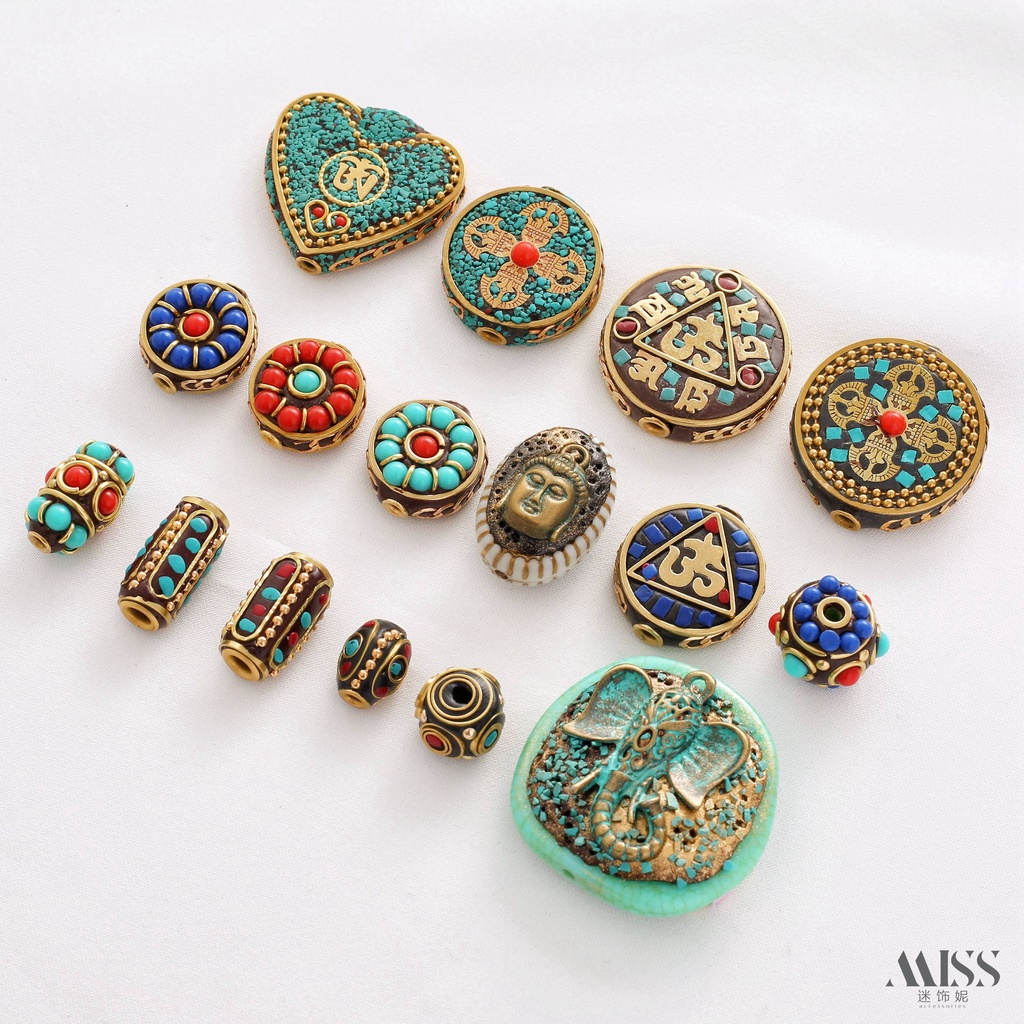 Spacer ลูกปัด เข็มกลัดทิเบต Ink Filigree อุปกรณ์เชือกถัก diy