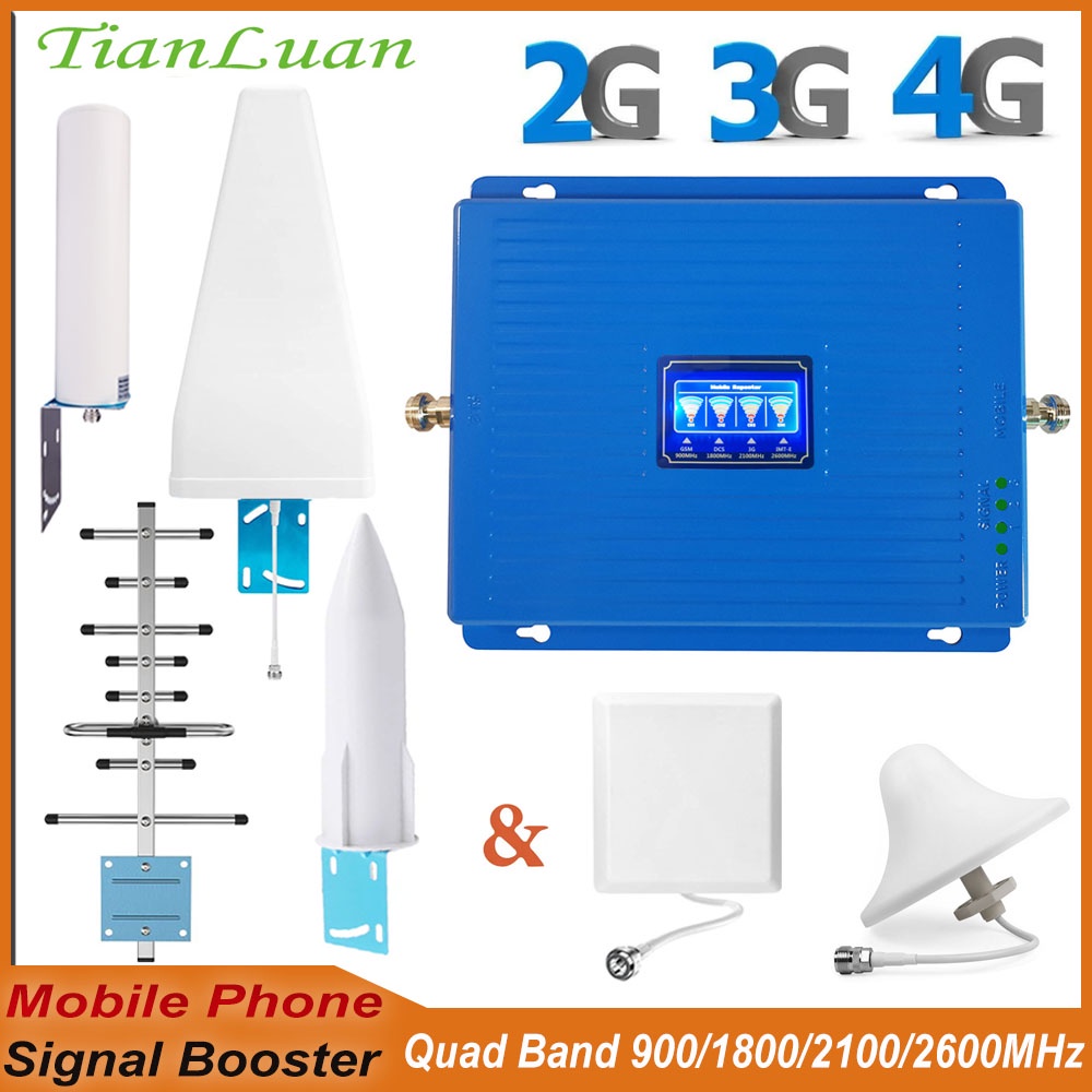 Quad Band ตัวเพิ่มสัญญาณโทรศัพท์มือถือ 3 7 1 8 DCS 1800MHz LTE 2600MHz 4G UMTS HSPA 3G 2100MHz GSM 9