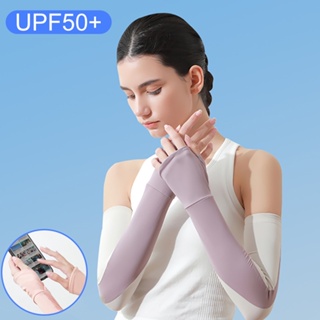 Upf50+ ปลอกแขน ผ้าเรยอน ป้องกันรังสียูวี กันแดด สีตัดกัน เหมาะกับฤดูร้อน สําหรับผู้หญิง