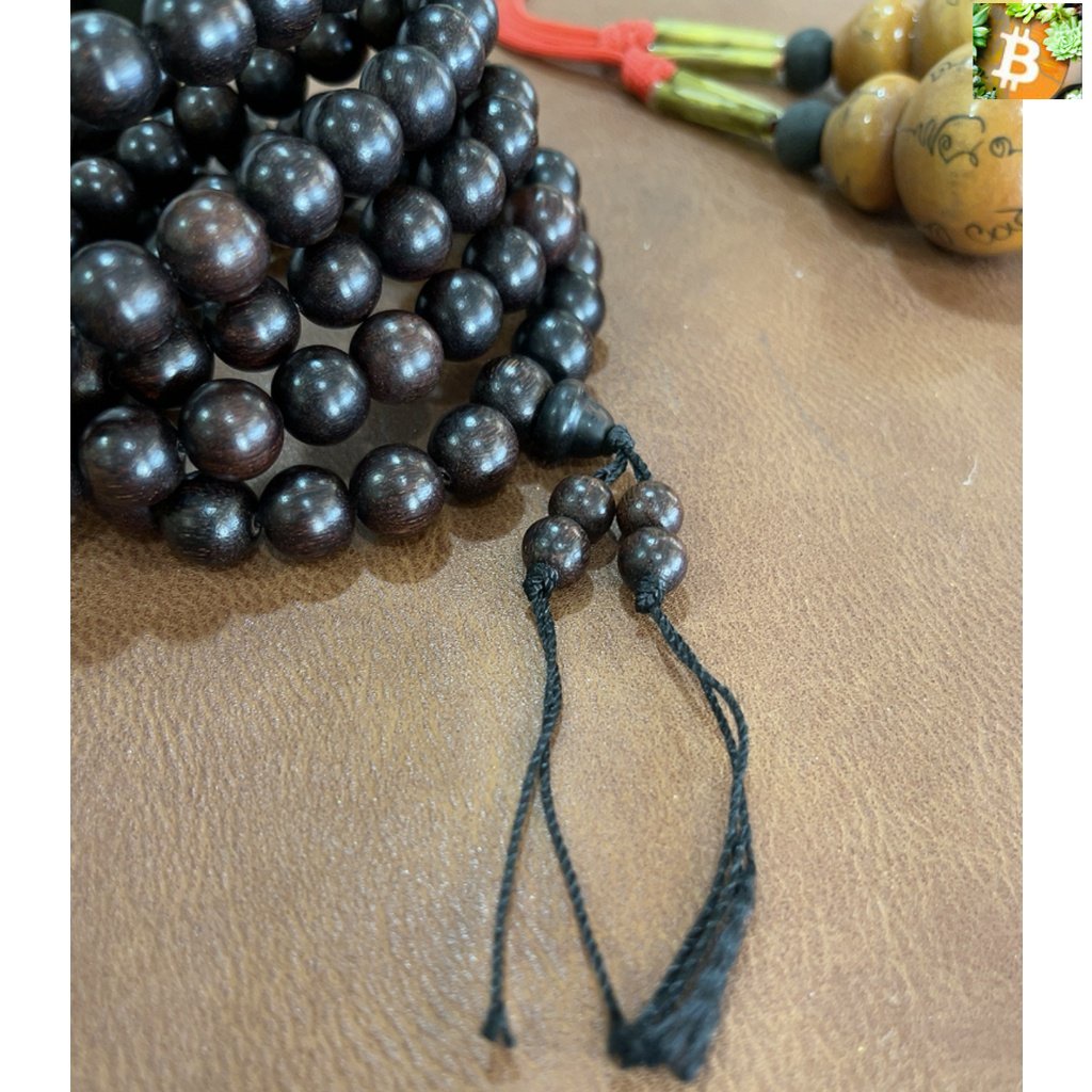 bitcoin สร้อยคอประคำไม้พะยูง 14-15 มม. 108 เม็ด(เกรดพรีเมี่ยม) .