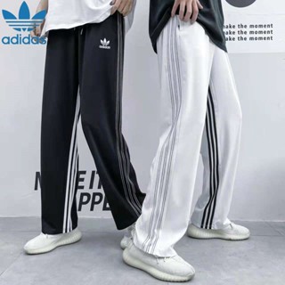 กางเกงกีฬาขากว้างลําลอง ปักลายโลโก้ Adidas แบบดั้งเดิม แฟชั่นคู่รัก