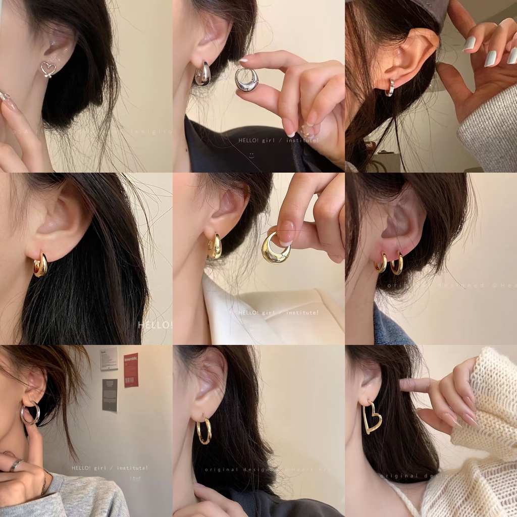 เครื่องประดับ ต่างหูห่วง ประดับไข่มุก สีทอง แบบเรียบ หรูหรา สําหรับผู้หญิง