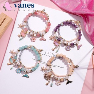 Vanes1 สร้อยข้อมือโซ่ ประดับลูกปัดคริสตัล รูปหางปลาวาฬ ปรับได้ เครื่องประดับ สําหรับผู้หญิง