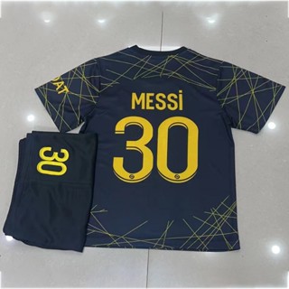 เสื้อกีฬาแขนสั้น ลายทีมชาติฟุตบอล Paris Messi Neymar Mbappe สีดํา สีทอง สําหรับเด็กผู้ชาย และเด็กผู้หญิง 2023