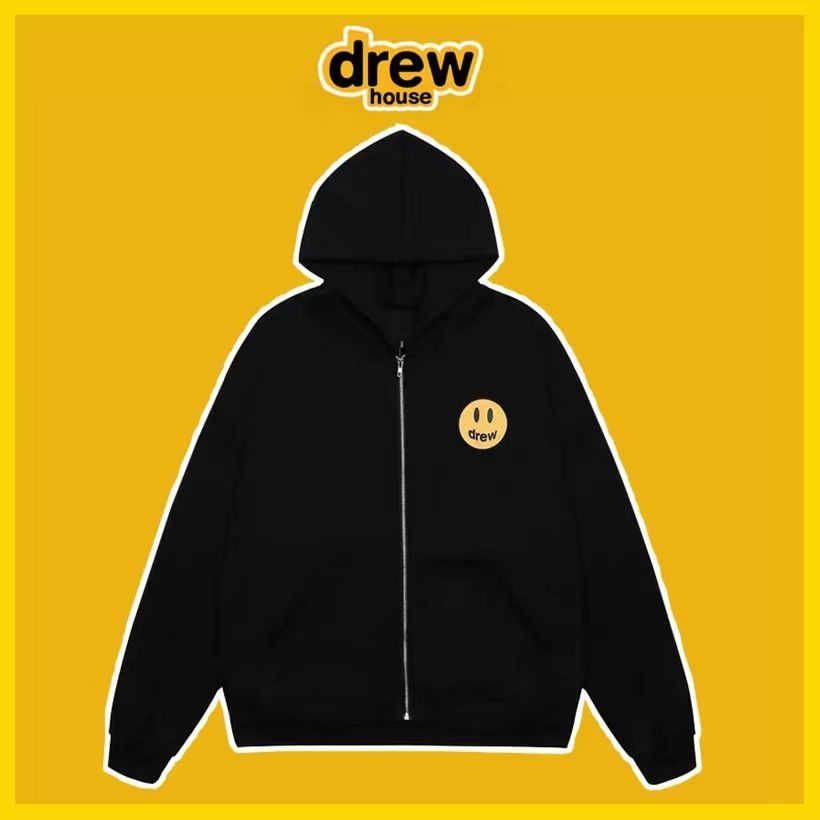 เสื้อกันหนาว มีฮู้ด แต่งซิป ลาย Drew House smiley niche brand Amerikano แฟชั่นฤดูใบไม้ร่วง และฤดูหนาว สําหรับคู่รัก